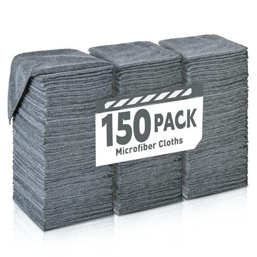 Gray Microfiber Cleaning Cloths Bulk Pack-150 Pack, Microfiber Towels Bulk - color: Grey, size: 150 Pack