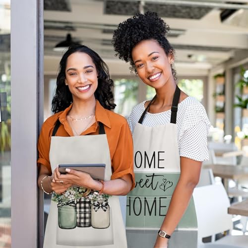 Britimes Apron with Pockets, 32x28 inch, 2 Pack, Sage Green - color: Cream Green