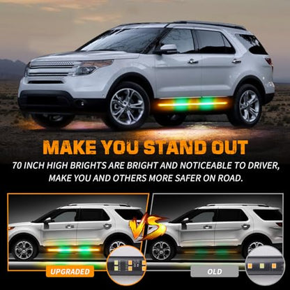 XRIDONSEN 2PCS 60 inch Running Board Lights Truck Strobe Lights - color: Amber/Green