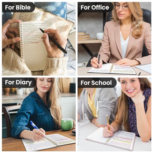 Taja Lined Spiral Notebook for Work, 5.7"x7.9" Spiral Journal College Ruled - color: C-Black, style: a-Lined(1 Pack)