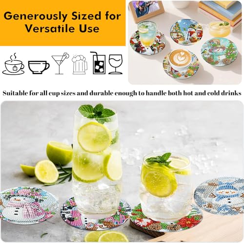8Pc Diamond Art Coasters Holder Cork Pads, Diamond Painting Coasters 4x4 In - color: Christmas Diamond Art Coasters Snowman