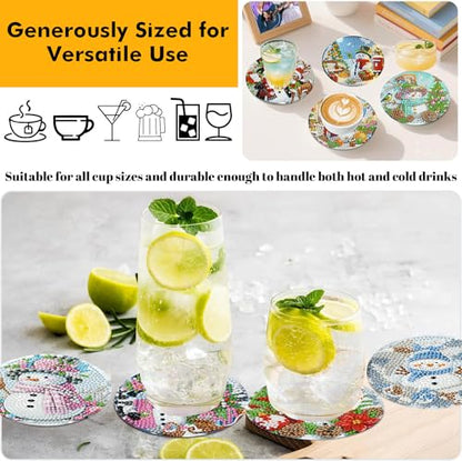 8Pc Diamond Art Coasters Holder Cork Pads, Diamond Painting Coasters 4x4 In - color: Christmas Diamond Art Coasters Snowman