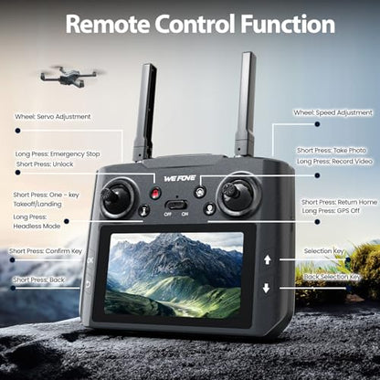 WeFone 4K Drone with 4.5" Screen Foldable GPS WF33 Under 249g Adults Black - style: screen drone