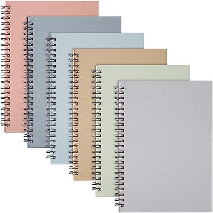 Fuutreo 6 Pack Spiral Notebook 10.5x7.45 Notebook,Pastel,Morandi - color: Pastel