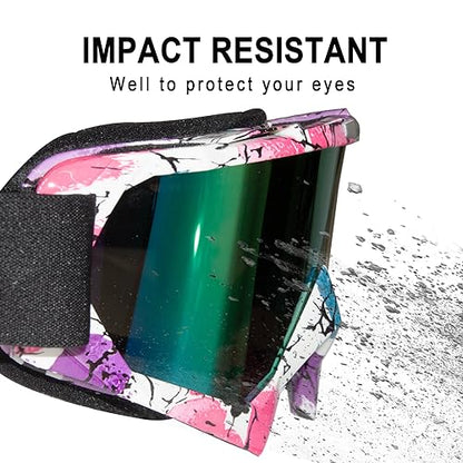Dirt Bike Goggles Motorcycle ATV Glass Riding Four Wheeler Offroad Mx Racing Helmet Goggles - color: Pink Frame+color Pink Lens