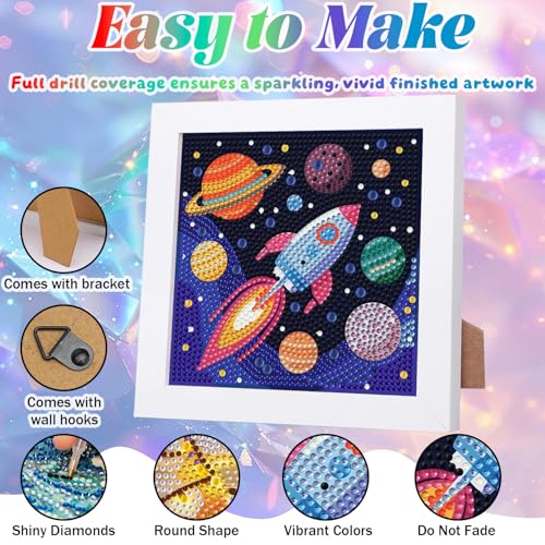 WEMEON Rocket Diamond Art Kits for Kids with Frame 7x7 inch - color: Rocket