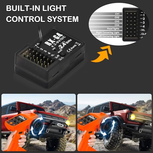 RC Remote Control 4CH 2.4G Transmitter with Receiver and Lanyard for RC Car Crawler Boat, Orange - color: Orange