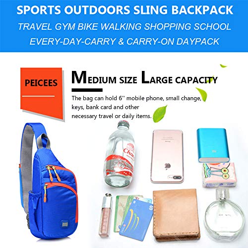 Peicees Small Sling Backpack Waterproof Unisex Shoulder Bag Chest Crossbody Daypack - color: Purple, size: Medium