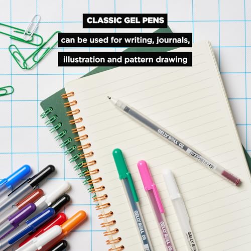 SAKURA Gelly Roll Gel Pens, White, Assorted 08/10 Tip, 6 Pack - size: 1 Count (Pack of 6), style: Medium & Bold Tip