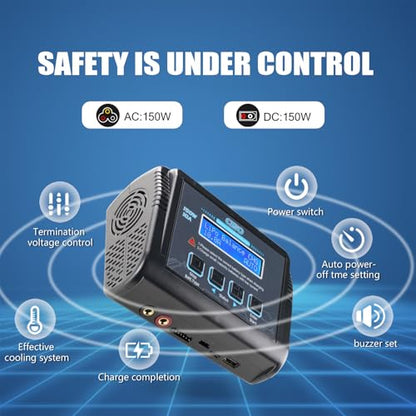 LiPo Battery Charger, 150W 10A Balance Fast Charger for RC Car Drone
