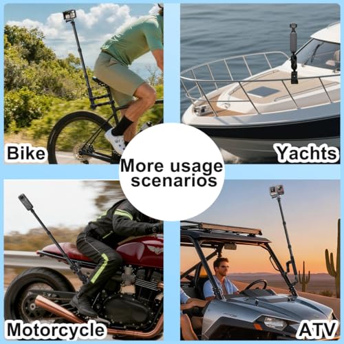 Motocycle Camera Mount w 43" Invisible Stick compatible for Insta360 X5-X