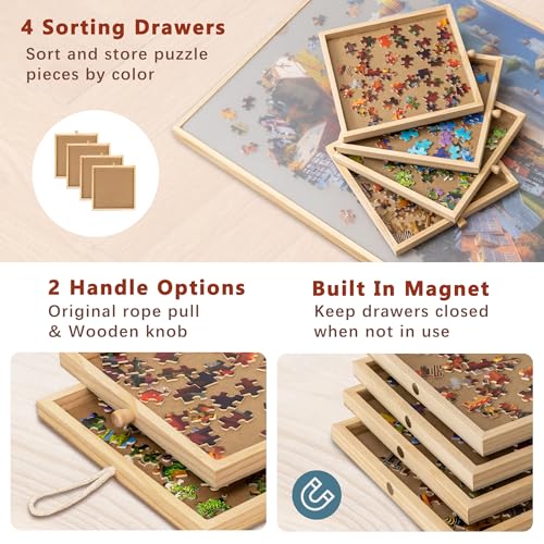 Becko US 1000 Piece Tilting Puzzle Board with 4 Drawers & Protective Cover - size: 1000 pieces