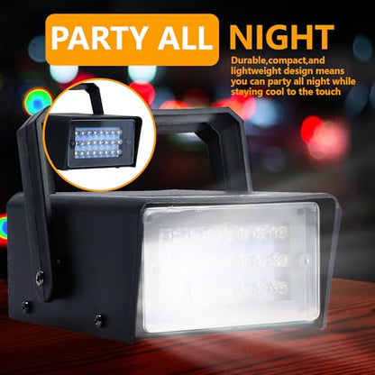 ENUOLI Mini LED Strobe Light White Color 24 Super Bright LED Party Light - color: White Color