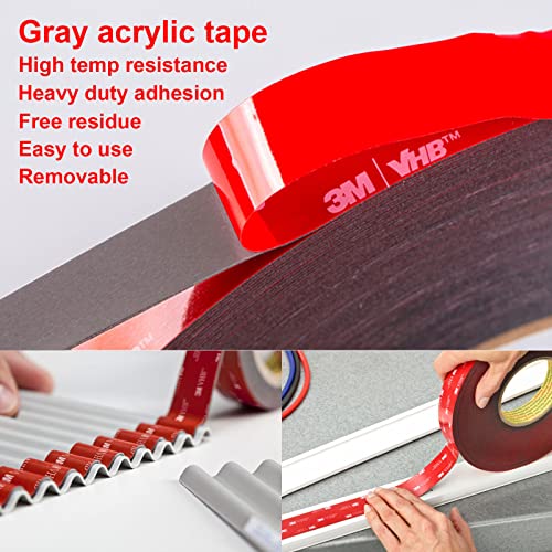 3M Double Side Tape Heavy Duty,2in x 10ft Mounting Tape Strong Adhesive Double Sided Tape Waterproof Foam Tape for LED Strip Light, Picture Hanging Strips for Wall - size: 2in x 9.85ft