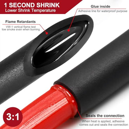 Chanzon 7-Size Heat Shrink Tubing Kit 300Pcs 3:1 Red Sleeving Wrap 1.77" - color: 3.Red(300pcs)
