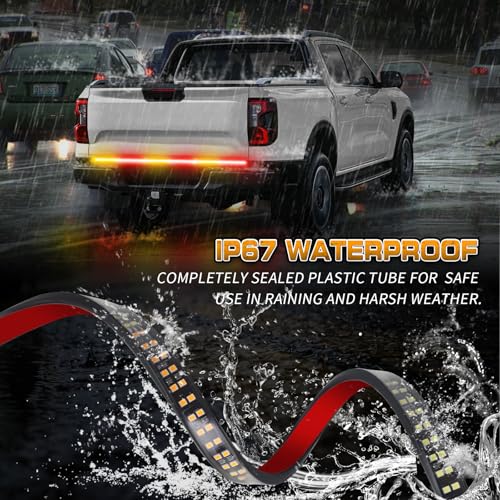 XRIDONSEN 48 inch 288 LED Tailgate Strobe Lights Rear Emergency Lights - color: Amber/Red