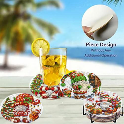 8 Pack Diamond Art Coasters,Christmas Gnome Diamond Painting Coasters Kits - color: Christmas Gnome Coasters