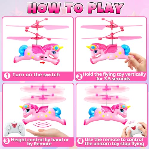 QUANA Rc Helicopter, Flying Unicorn Toys Rc & Hand Control Flying Ball Toy