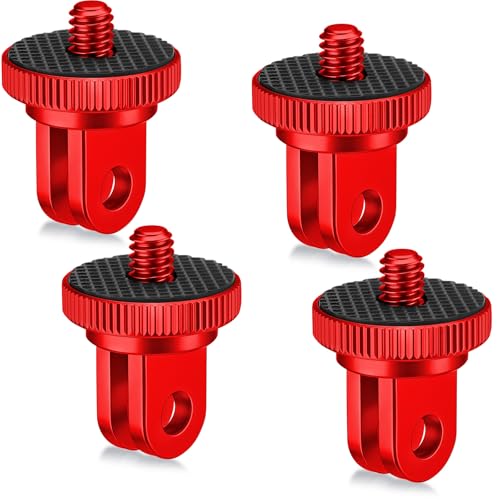 Frienda 4 Pcs Tripod Adapter Compatible with Gopro 1/4-20, Red - color: Red