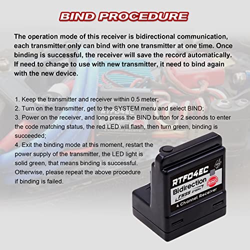 4CH S.BUS2 8.4V High Voltage Internal Antenna RC Car Receiver Compatible with T-FHSS(RTF04EC) - style: RTF04EC