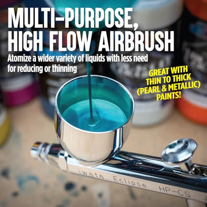 Iwata Eclipse HP-CS Airbrush - Gravity Feed Dual Action, High-Flow Atomization for Fine Detail to Wide Coverage – E3 Nozzle, 0.24 oz Cup – Ideal for Artists, Model Painting, Cosplay & More