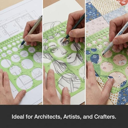 ALVIN, TD1204, Circle Master Template, Drawing and Drafting Tool for Artists, Architects, Design and Drafting, 7.25" x 8.25" x .030" - style: Combo Circle Master Template