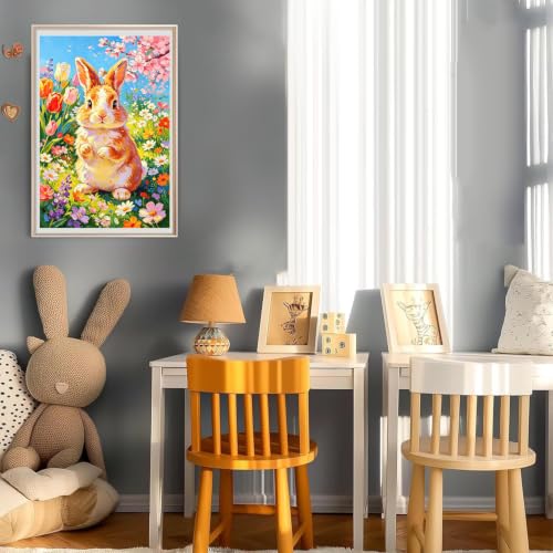 HITO Panda Paint by Numbers Kit for Kids with Frame Easel 8x12 inch - color: Spring Bunny