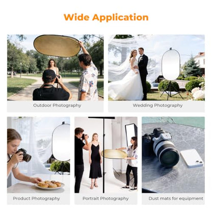 K&F Concept 24" x36” 5-in-1 Oval Foldable Reflector, with Carrying Bag - size: 60x90cm