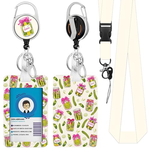 Lanyards for ID Badge, Cartoon Cucumber Pattern ID Badge Holde - color: Cucumber