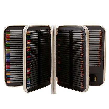 200 Slots Pencil Case 4-Layer Zipped Holder w/Handle - color: White + Flower, size: 200