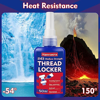 Thread Lock Medium Strength, Lock & Seal Nuts, Bolts, Fasteners and Metals, Blue Threadlocker Against Losening and Leakage (243-100 ml) - size: 100ml