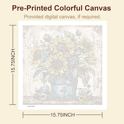 Gemozaic Sunflower Paint by Numbers Kit for Adults, 16 x 16 INCH, Unframed