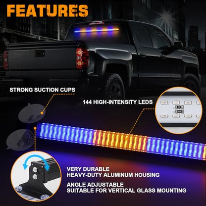 XRIDONSEN 35 inch Traffic Advisor Light Bar Amber Blue Emergency lights - color: Amber/Blue