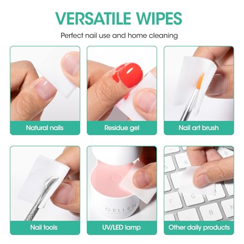 GELLEN Nail Cleanser Pads, 200 Pack Alcohol Prep Pads Individually Wrapped - size: 200PCS