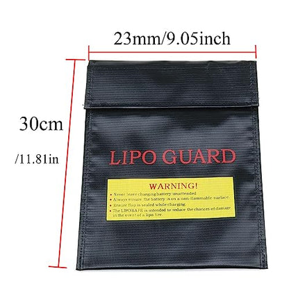 Dookoe-Lipo Guard Silver Lithium Charging Bag Safe Flame-Retardant Battery Bag（Black 18 * 23cm）-1pcs