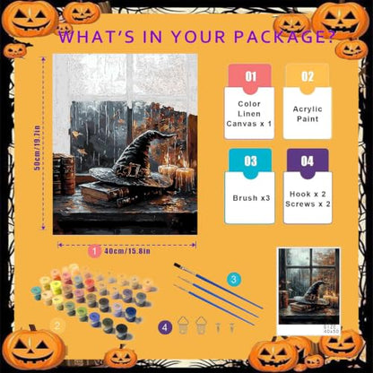 xackcme Witch's Hat Paint by Numbers for Adults - Halloween Paint by Number - color: MT23082