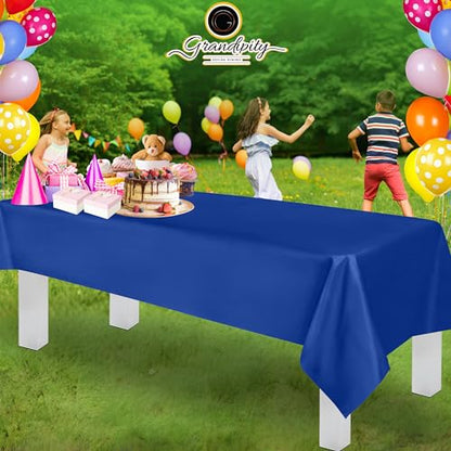 Grandipity Plastic Table Cloth Disposable 12 Pack 54” x 108” Rectangle - color: Blue, size: 54in. x 108in. Rectangle