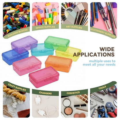 novelinks 5x8 Inch Plastic Pencil Box, Small Clear Storage Bins with Lids - size: 8 Pack