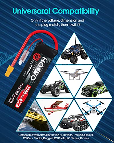 HOOVO 3S 11.1V 2200mAh 50C Lipo Battery with XT60 Connector 2 Pack