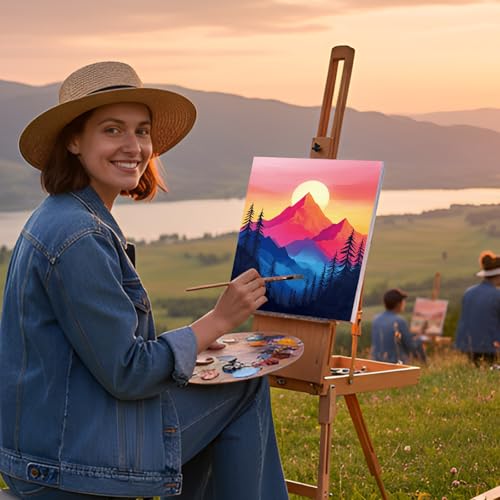 Dinifee 6 Pack Pre Drawn Canvas 8x10 Paint Kit for Adults, Sunset - style: Sunset