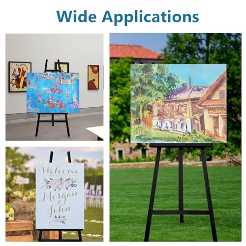 A-Frame Wooden Display Easel, Lyre Beechwood Studio Easel Stand, Black - color: Black