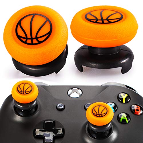 Playrealm FPS Thumbstick Extender & Printing Rubber Silicone Grip Cover 2 Sets for Xbox Series X/S & Xbox One Controller(Basketball) - color: basketball