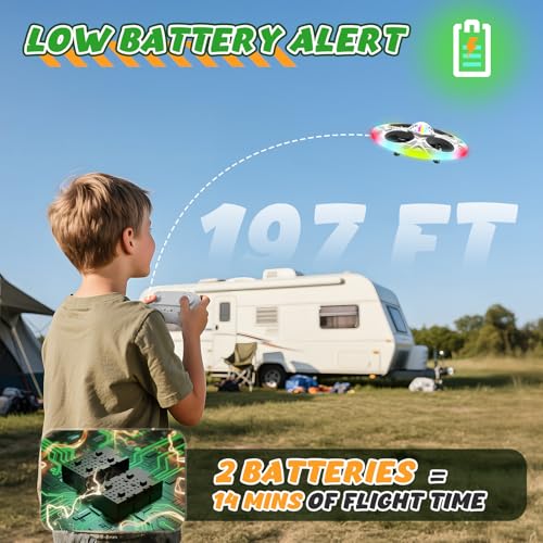 RC UFO Drone for Kids, Flying Helicopter Toy with Auto Hover & LED Lights