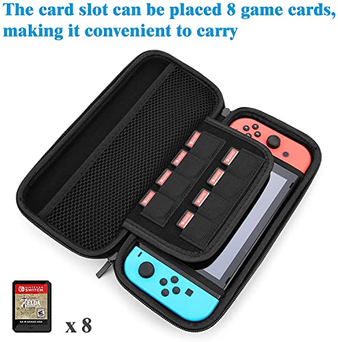 HEYSTOP Switch Carrying Case with Screen Protector, 9 in 1 Accessories Kit and 6 Pcs Thumb Grip, Protective Case