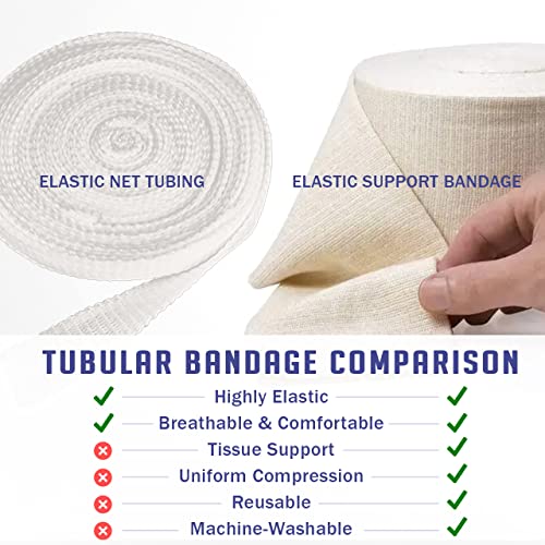 EVERLIT Elasticated Tubular Support Bandage | Stockinette Tubing for Large Arm, Knees, Legs | Light to Moderate Compression Bandage Roll For Tissue Support (Size J | 6.9" x 11 yd) - size: Size J | 6.9" x 11 yd