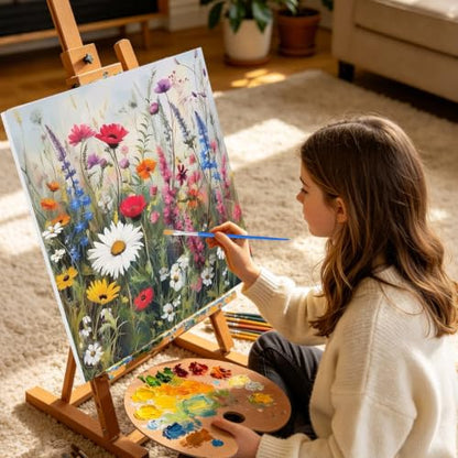Kalonyth Flowers Framed Paint by Numbers Kit for Adults Beginner 10x10 inch - color: Frame-OP-US15