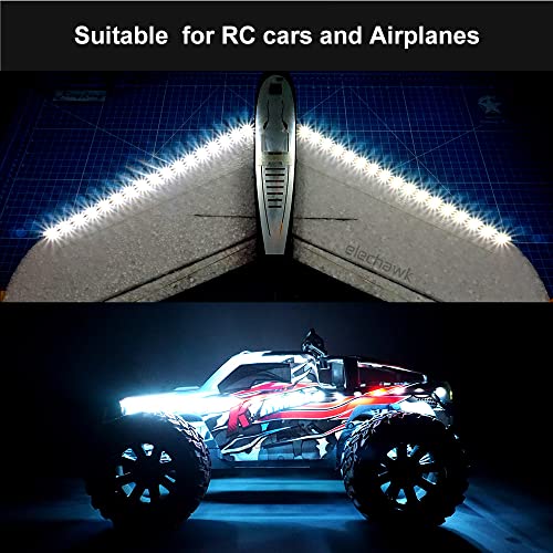 Waterproof LED Light Strips for RC Cars Trucks Airplanes Boats Drones Fixed Wing AR Wing Model Underglow Light (White) - color: White