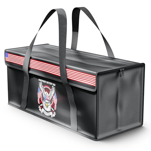 200AH LiFePO4 Lithium Battery Fireproof Bag,Large Capacity Explosion-proof Lipo Battery Safe Bag for Charging and Storage,Compatible with LiTime and Renogy(21.9 * 9 * 9.4in) - size: 21.9*9*9.4in