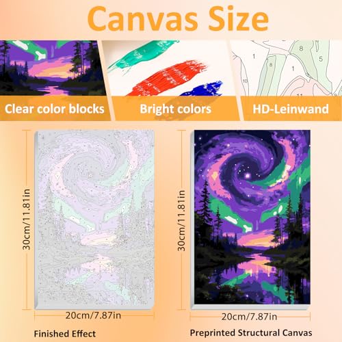 Mandun Aurora Paint by Numbers Kit for Adults, 3 Pack, 7.8x11.8 inch - color: 3 Pack Aurora