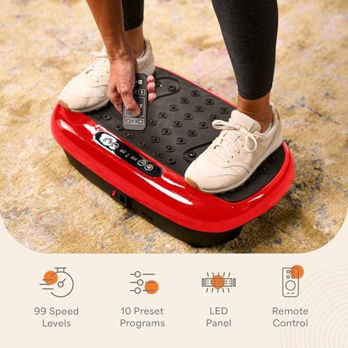 Lifepro HexaPlate Lite Compact Vibration Plate with Magnetic Acupoints - color: Red